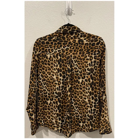 EXPRESS The Portofino Shirt Leopard Print Blouse - Picture 3 of 3